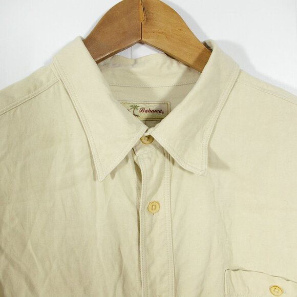 Tommy Bahama 100% Silk Button Up Shirt Adult Extra Large Beige Tan Casual Mens - Picture 2 of 8